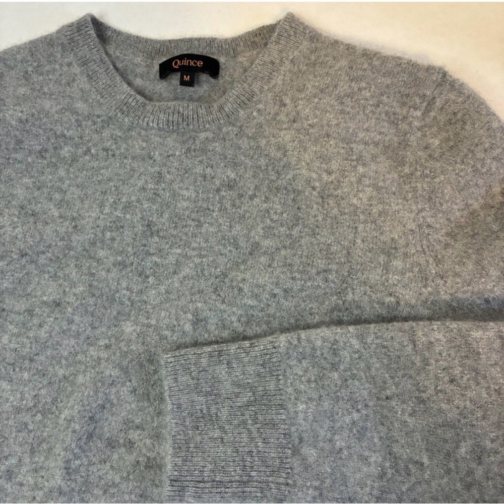 Quince Womens 100% Cashmere Crew Neck Sweater Heather Gray Luxury Medium Cozy